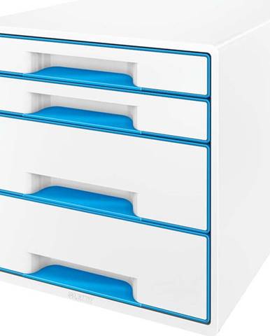 Bílo-modrý zásuvkový box Leitz WOW CUBE, 4 zásuvky
