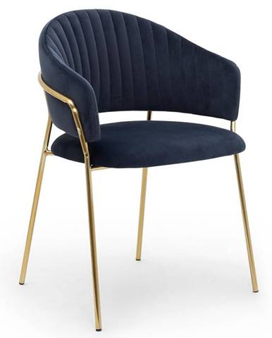 Židle Layla Tmavě modrá/ Noha Zlatý