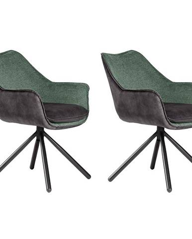 Židle Montreal Zelená+Šedá / Noha Černá - 2 ks