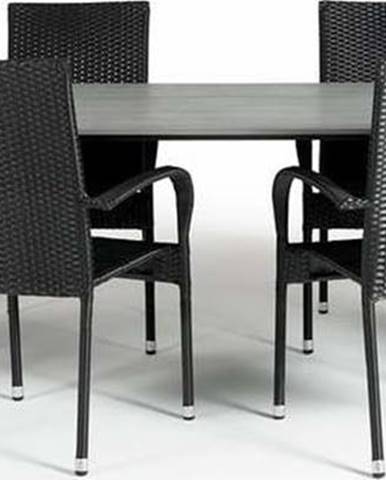 Zahradní jídelní set pro 6 osob s černou židlí Paris a stolem Strong, 100 x 210 cm