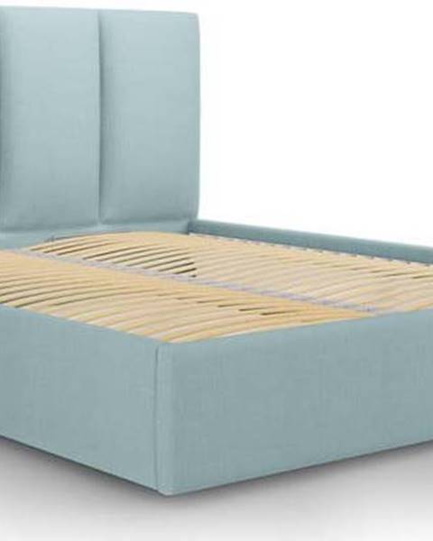 Mazzini Beds Světle modrá čalouněná dvoulůžková postel s úložným prostorem s roštem 180x200 cm Juniper – Mazzini Beds