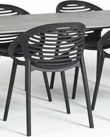 Zahradní jídelní set pro 6 osob s černou židlí Joanna a stolem Strong, 210 x 100 cm