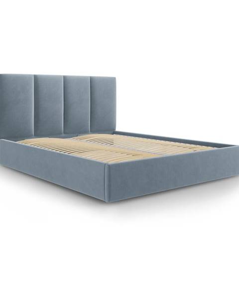 Mazzini Beds Světle modrá sametová dvoulůžková postel Mazzini Beds Juniper, 140 x 200 cm