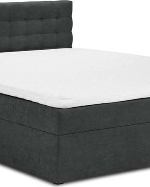 Tmavě šedá dvoulůžková postel Mazzini Beds Jade, 200 x 200 cm
