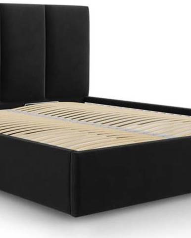 Černá sametová dvoulůžková postel Mazzini Beds Juniper, 160 x 200 cm
