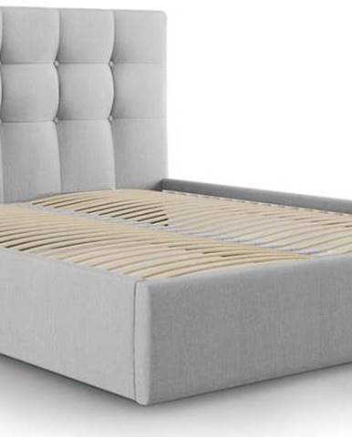 Světle šedá dvoulůžková postel Mazzini Beds Nerin, 180 x 200 cm