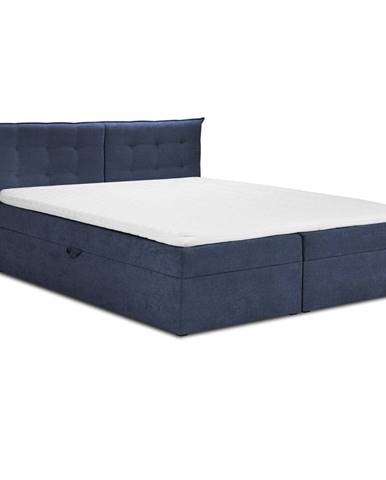 Tmavě modrá dvoulůžková postel Mazzini Beds Echaveria, 200 x 200 cm