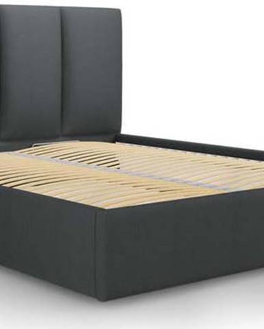 Tmavě šedá čalouněná dvoulůžková postel s úložným prostorem s roštem 140x200 cm Juniper – Mazzini Beds