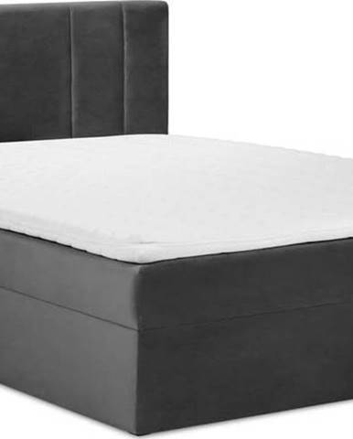 Tmavě šedá sametová dvoulůžková postel Mazzini Beds Afra, 180 x 200 cm