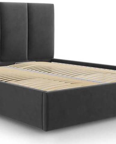 Tmavě šedá sametová dvoulůžková postel Mazzini Beds Juniper, 140 x 200 cm