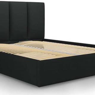 Černá čalouněná dvoulůžková postel s úložným prostorem s roštem 160x200 cm Juniper – Mazzini Beds