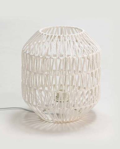 Bílá stolní lampa s textilním stínidlem Tierra Bella Yaka, výška 32 cm