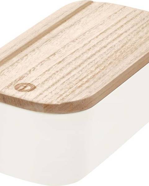 iDesign Bílý úložný box s víkem ze dřeva paulownia iDesign Eco, 9 x 18,3 cm