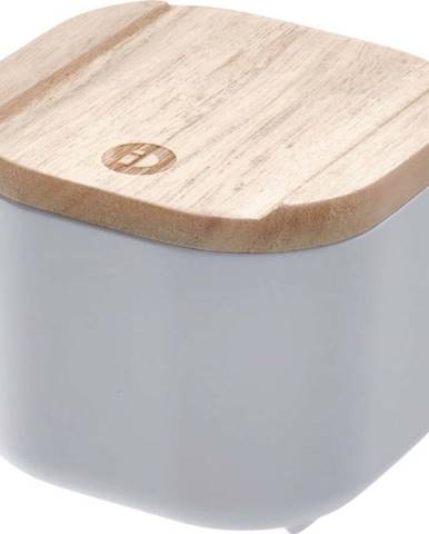 Šedý úložný box s víkem ze dřeva paulownia iDesign Eco, 9 x 9 cm