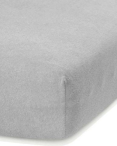 Světle šedé elastické prostěradlo s vysokým podílem bavlny AmeliaHome Ruby, 100/120 x 200 cm