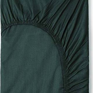 Olivově zelené bavlněné elastické prostěradlo Good Morning, 140 x 200 cm