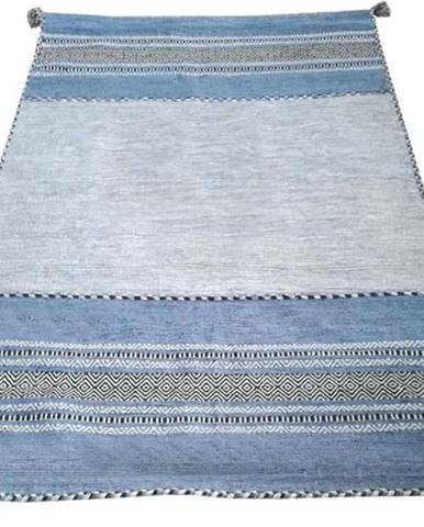 Modro-šedý bavlněný koberec Webtappeti Antique Kilim, 70 x 140 cm