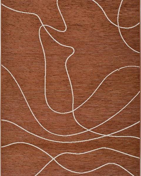 Universal Tmavě oranžový venkovní koberec s příměsí bavlny Universal Doodle, 57 x 110 cm