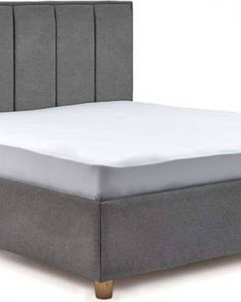 ProSpánek Světle šedá dvoulůžková postel s roštem a úložným prostorem ProSpánek Wega, 180 x 200 cm