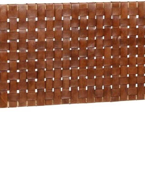 Čelo postele z týkového dřeva a z kůže Kave Home Calixta, 153 x 110 cm