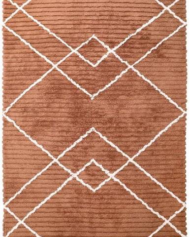 Hnědý ručně vyrobený koberec z bavlny Nattiot Lassa, 100 x 150 cm