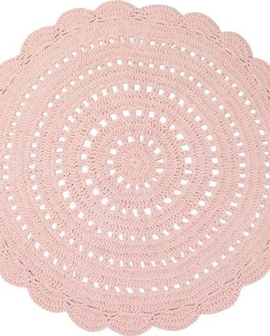 Růžový ručně háčkovaný koberec z bavlny Nattiot Alma, ø 120 cm