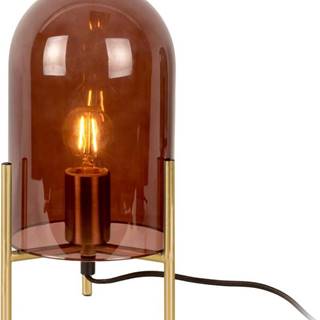 Hnědá skleněná stolní lampa Leitmotiv Bell, výška 30 cm
