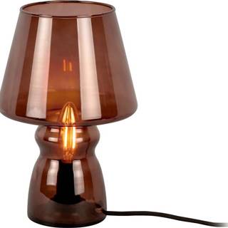 Tmavě hnědá skleněná stolní lampa Leitmotiv Glass, výška 25 cm