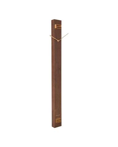 Hnědé dřevěné nástěnné hodiny Karlsson Discreet Long, 7,7 x 90 cm