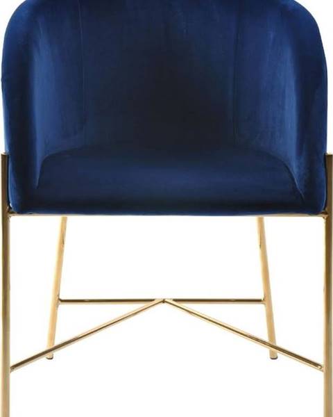 Interstil Tmavě modrá židle s nohami ve zlaté barvě Interstil Nelson
