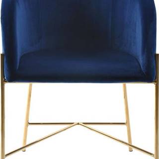 Tmavě modrá židle s nohami ve zlaté barvě Interstil Nelson