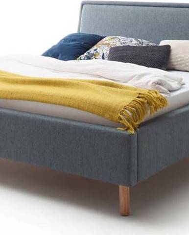 Zelenomodrá čalouněná dvoulůžková postel s úložným prostorem s roštem 180x200 cm Frieda – Meise Möbel