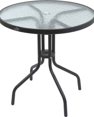 Černý zahradní stolek se skleněnou deskou Cattara Terst, ø 70 cm