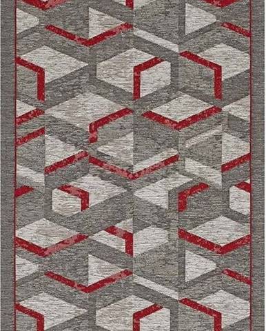 Šedo-červený běhoun Floorita Hypnotik, 55 x 240 cm