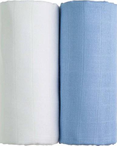 Sada 2 bavlněných osušek v bílé a modré barvě T-TOMI Tetra, 90 x 100 cm