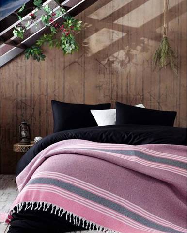 Růžový bavlněný přehoz přes postel EnLora Home Anna Yatak Örtüsü, 220 x 240 cm