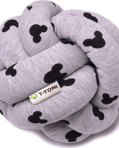 Šedo-černý bavlněný pletený míč T-TOMI Mickey, ø 20 cm
