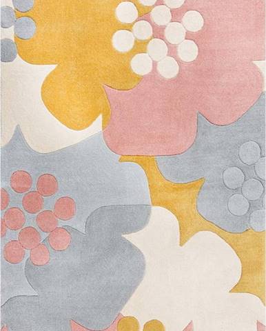 Šedo-žlutý koberec Flair Rugs Retro Floral, 160 x 230 cm