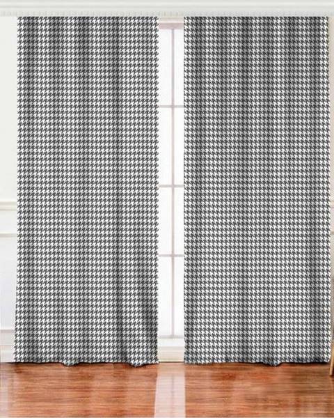 Sada 2 černo-bílých závěsů s příměsí bavlny Minimalist Home World, 140 x 260 cm