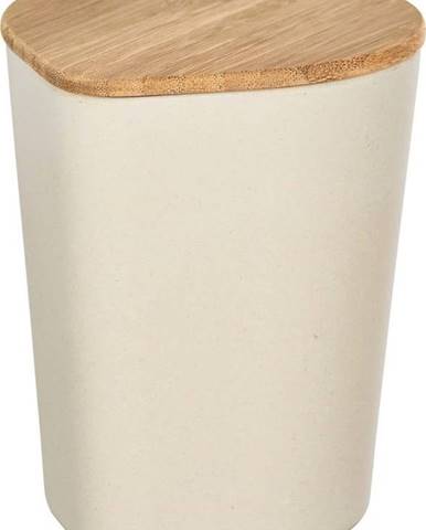 Béžový úložný box s bambusovým víkem Wenko Derry, 750 ml
