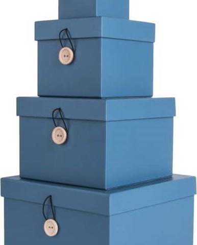 Sada 4 modrých úložných boxů s víkem PT LIVING Uniform