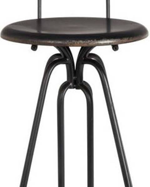 Dutchbone Černá kovová vysoká židle Dutchbone Ovid, výška 88 cm