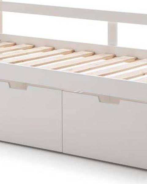 Marckeric Bílá postel se 3 zásuvkami Marckeric Keisly, 90 x 190 cm