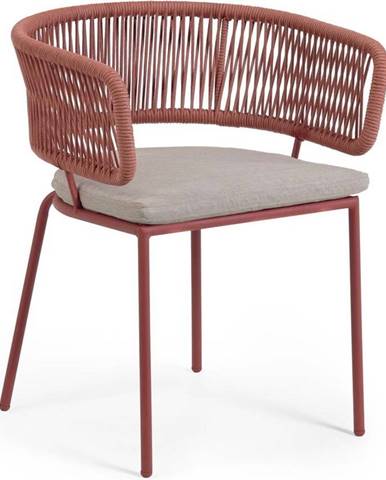 Zahradní židle s ocelovou konstrukcí a hnědým výpletem Kave Home Nadin