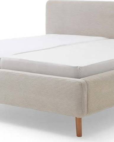 Béžová čalouněná dvoulůžková postel s úložným prostorem s roštem 160x200 cm Mattis Cord – Meise Möbel