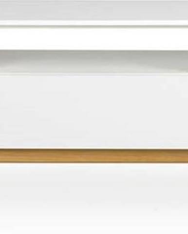 Bílý TV stolek s nohami z dubového dřeva Tenzo Patch, šířka 179 cm