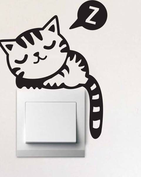Evila Originals Dekorativní samolepka Sleepy Cat, 17 cm