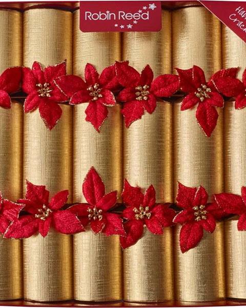 Robin Reed Vánoční crackery v sadě 6 ks Glitter Poinsettia - Robin Reed