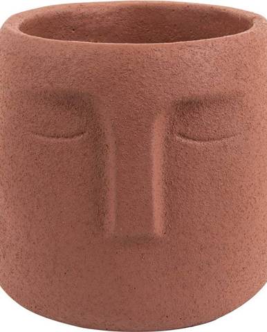 Hnědý keramický květináč PT LIVING Face, ø 12,5 cm