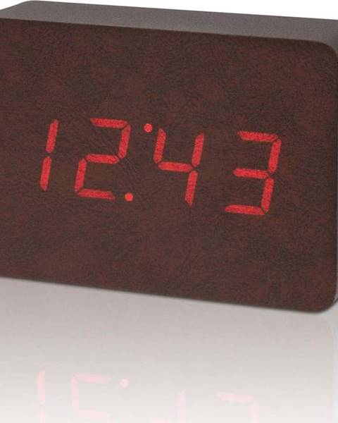 Gingko Tmavě hnědý budík s červeným LED displejem Gingko Brick Click Clock